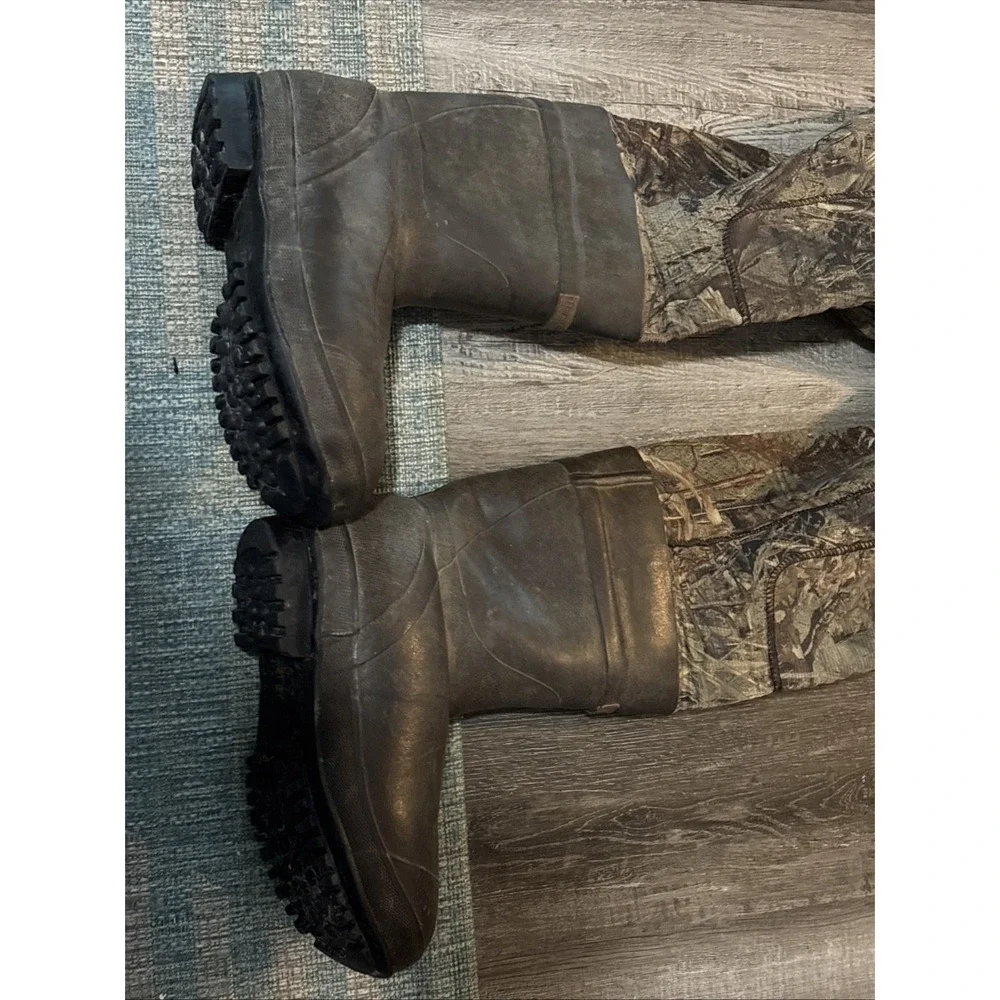Cabela's Dry Plus Camo Shadowgrass Overalls Waders Size 10R Boots READ